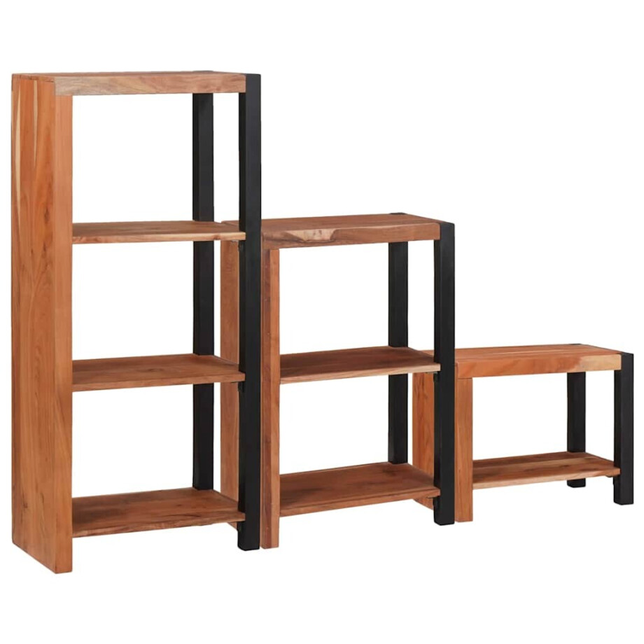 vidaXL Boekenkast 3 pcs Bruin 50 x 30 x 110 cm Massief Acaciahout afbeelding 1