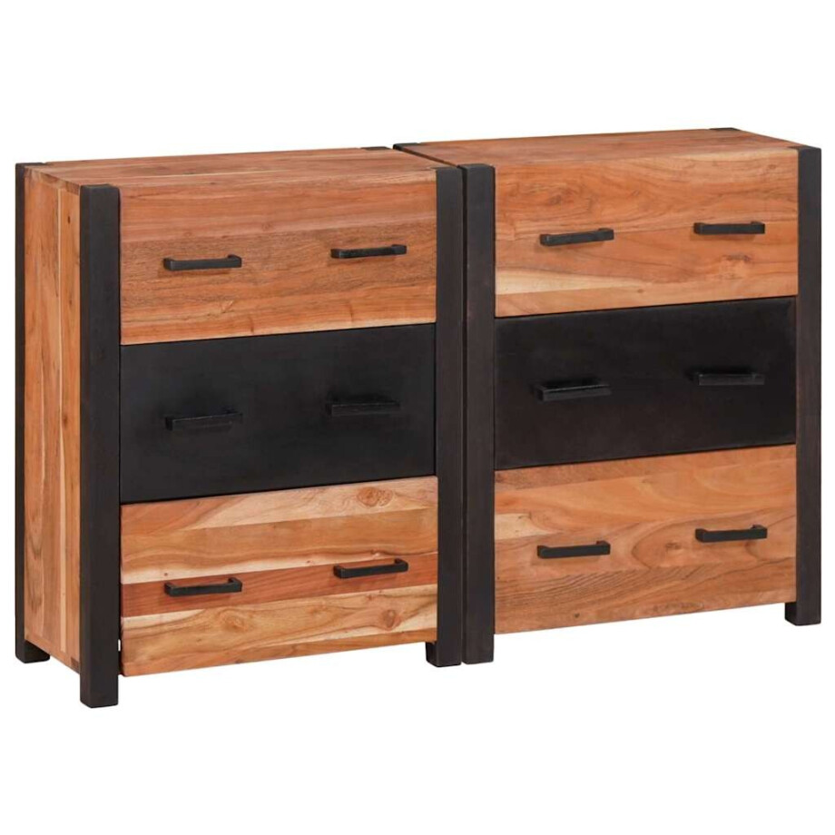 vidaXL Dressoir 3 pcs Bruin 110 x 30 x 75 cm Massief Acaciahout afbeelding 1