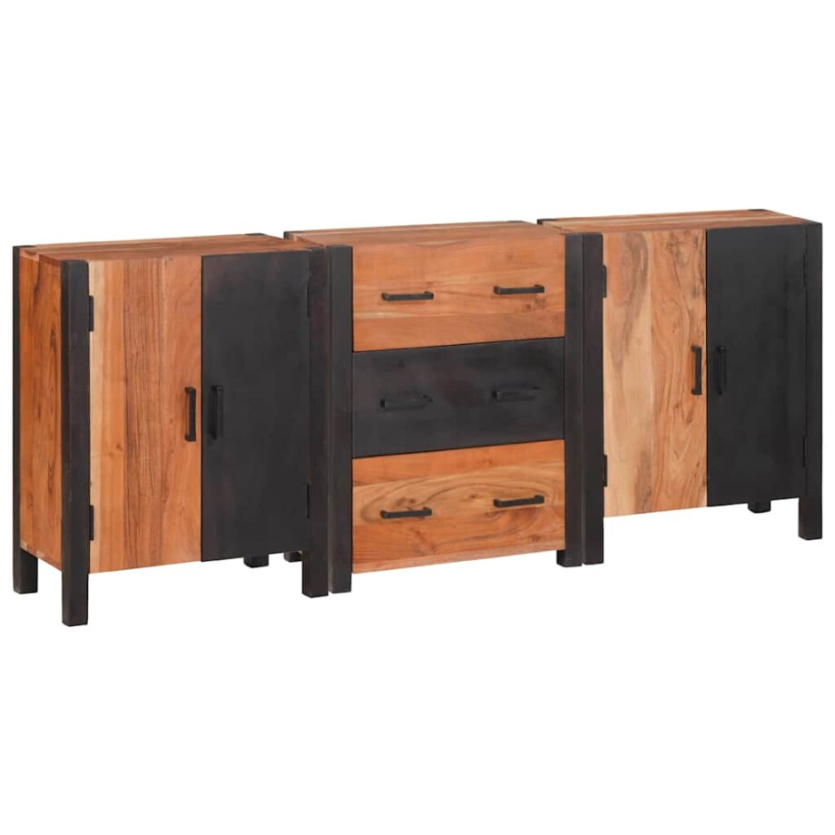 vidaXL Dressoir 3 pcs Bruin 55 x 30 x 75 cm Massief Acaciahout afbeelding 1