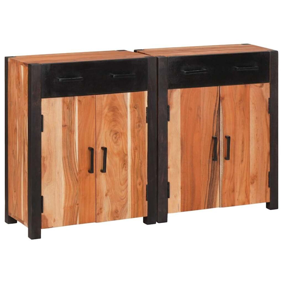 vidaXL Dressoir 2 pcs Bruin 110 x 30 x 75 cm Massief Acaciahout afbeelding 1