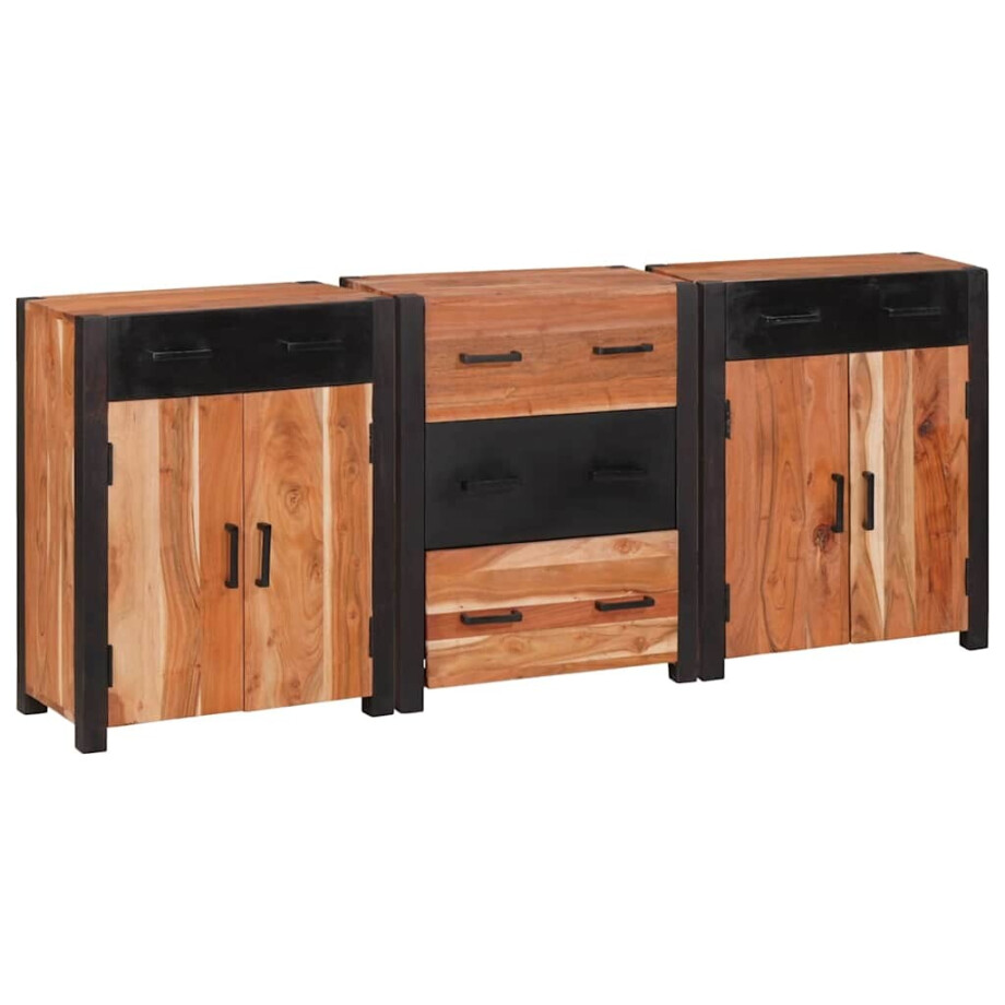 vidaXL Dressoir 3 pcs Bruin 165 x 30 x 75 cm Massief Acaciahout afbeelding 1