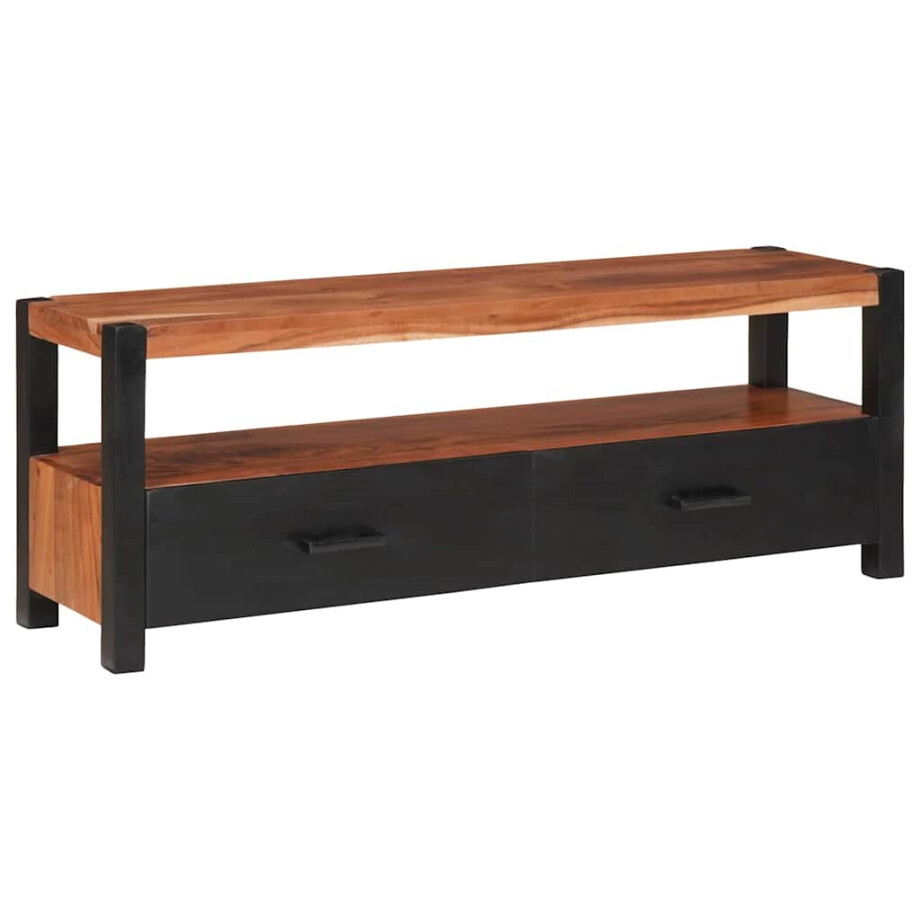vidaXL Mediakast met lade Bruin 110 x 30 x 40 cm Massief Acaciahout afbeelding 1