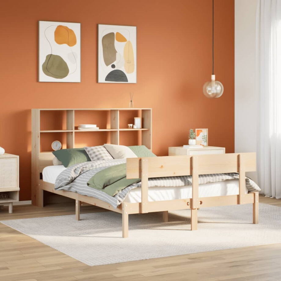 vidaXL Bed met boekenkast zonder matras massief grenenhout 160x200 cm vidaXL Bed met boekenkast zonder matras massief grenenhout 160x200 cm afbeelding 1