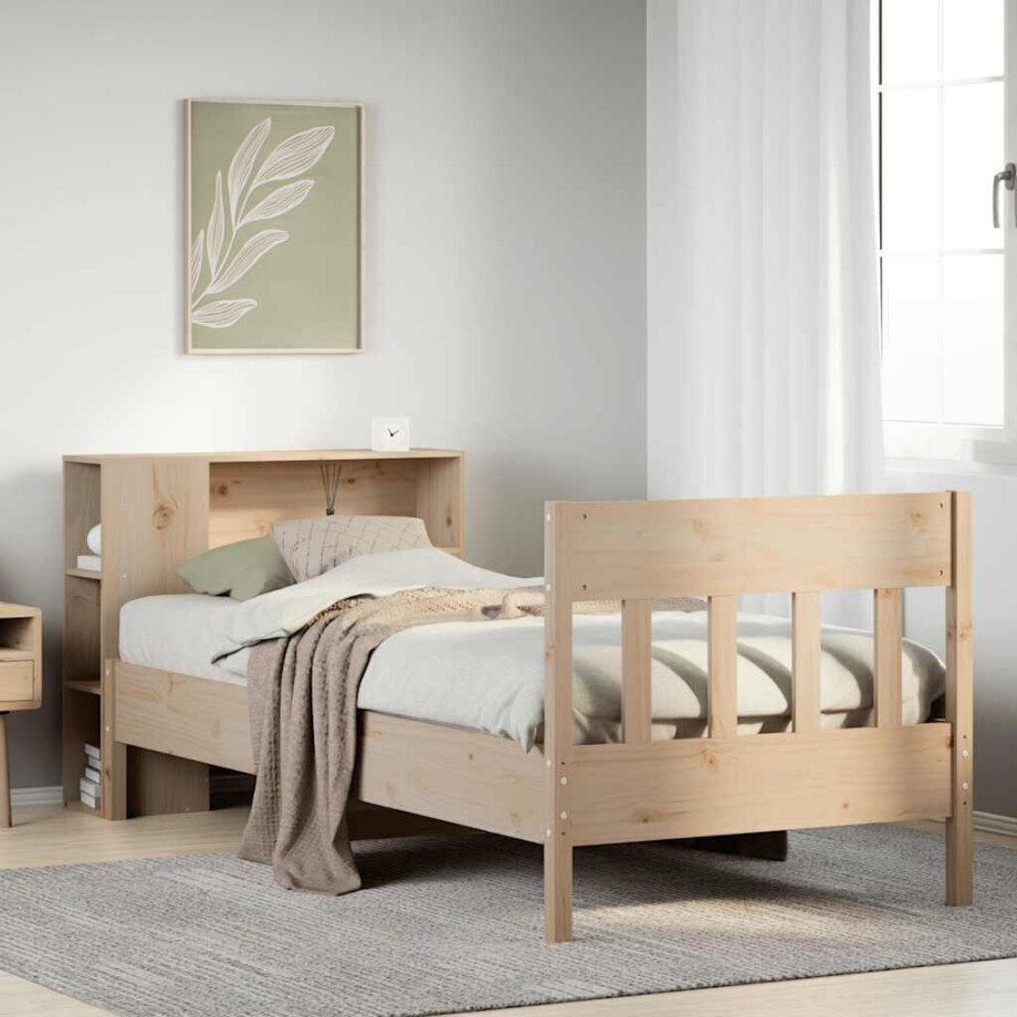 vidaXL Bed met boekenkast zonder matras massief grenenhout 75x190 cm vidaXL Bed met boekenkast zonder matras massief grenenhout 75x190 cm afbeelding 1