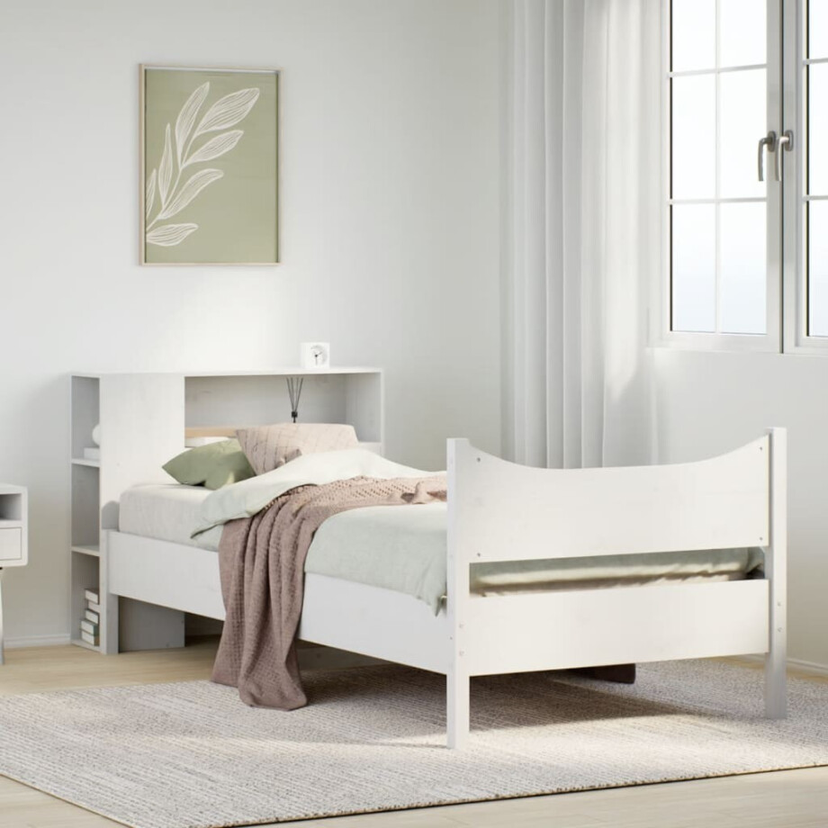 vidaXL Bedframe zonder matras massief grenenhout wit 75x190 cm vidaXL Bedframe zonder matras massief grenenhout wit 75x190 cm afbeelding 1