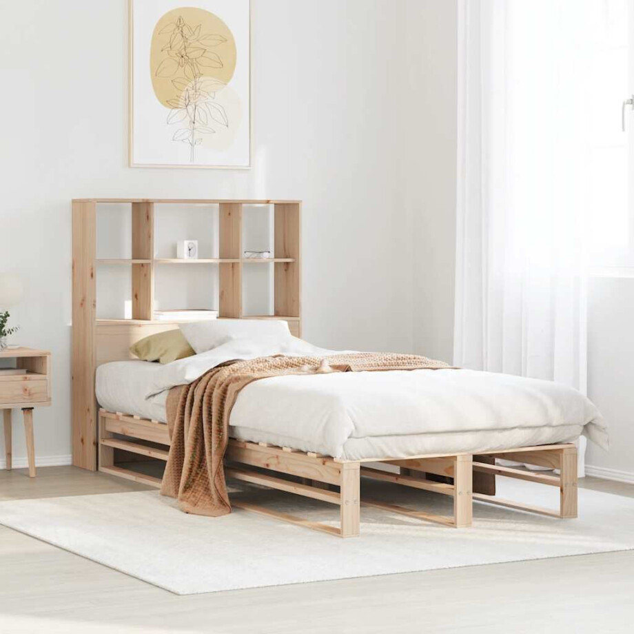 vidaXL Bed met boekenkast zonder matras massief hout 90x190 cm vidaXL Bed met boekenkast zonder matras massief hout 90x190 cm afbeelding 1