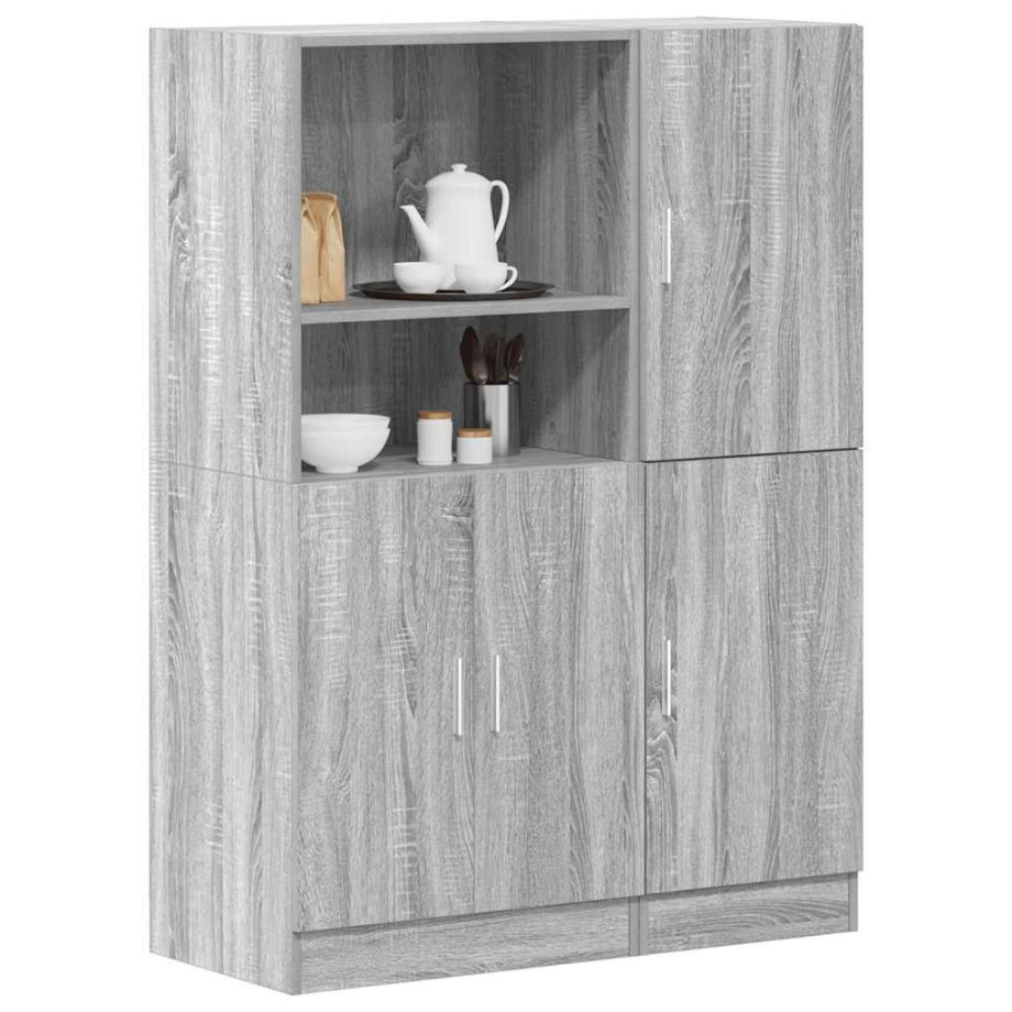 vidaXL 2-delige Keukenkastenset bewerkt hout grijs sonoma eikenkleur vidaXL 2-delige Keukenkastenset bewerkt hout grijs sonoma eikenkleur afbeelding 1