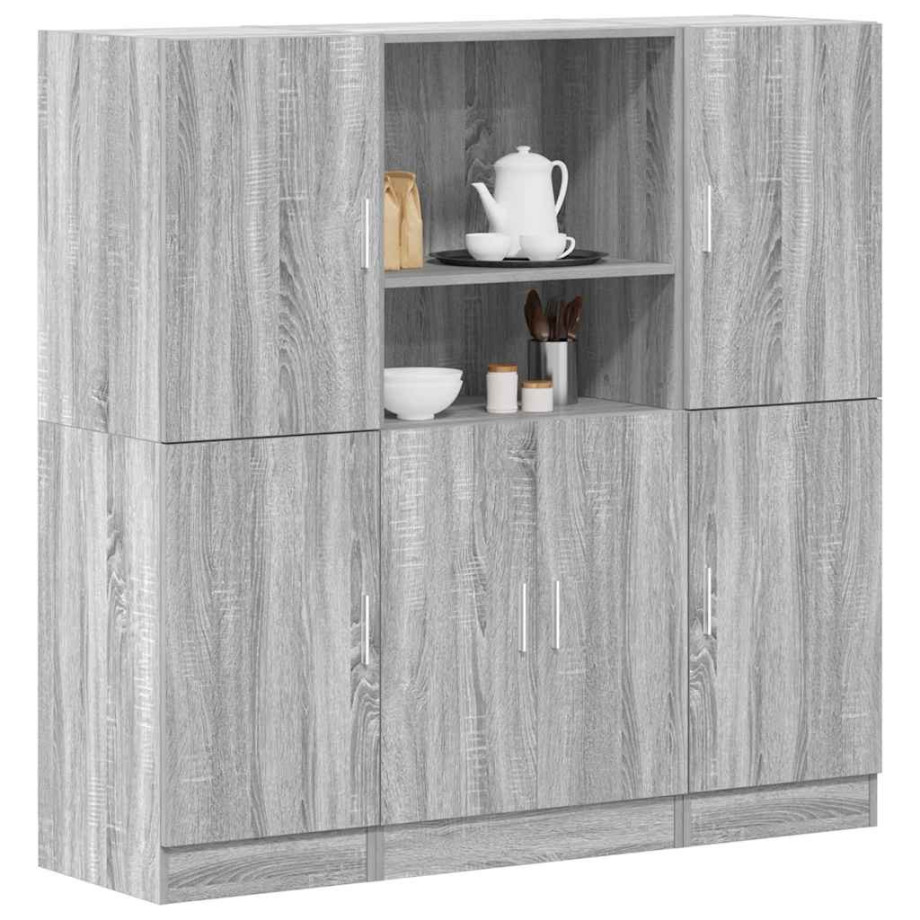 vidaXL 3-delige Keukenkastenset bewerkt hout grijs sonoma eikenkleur afbeelding 1