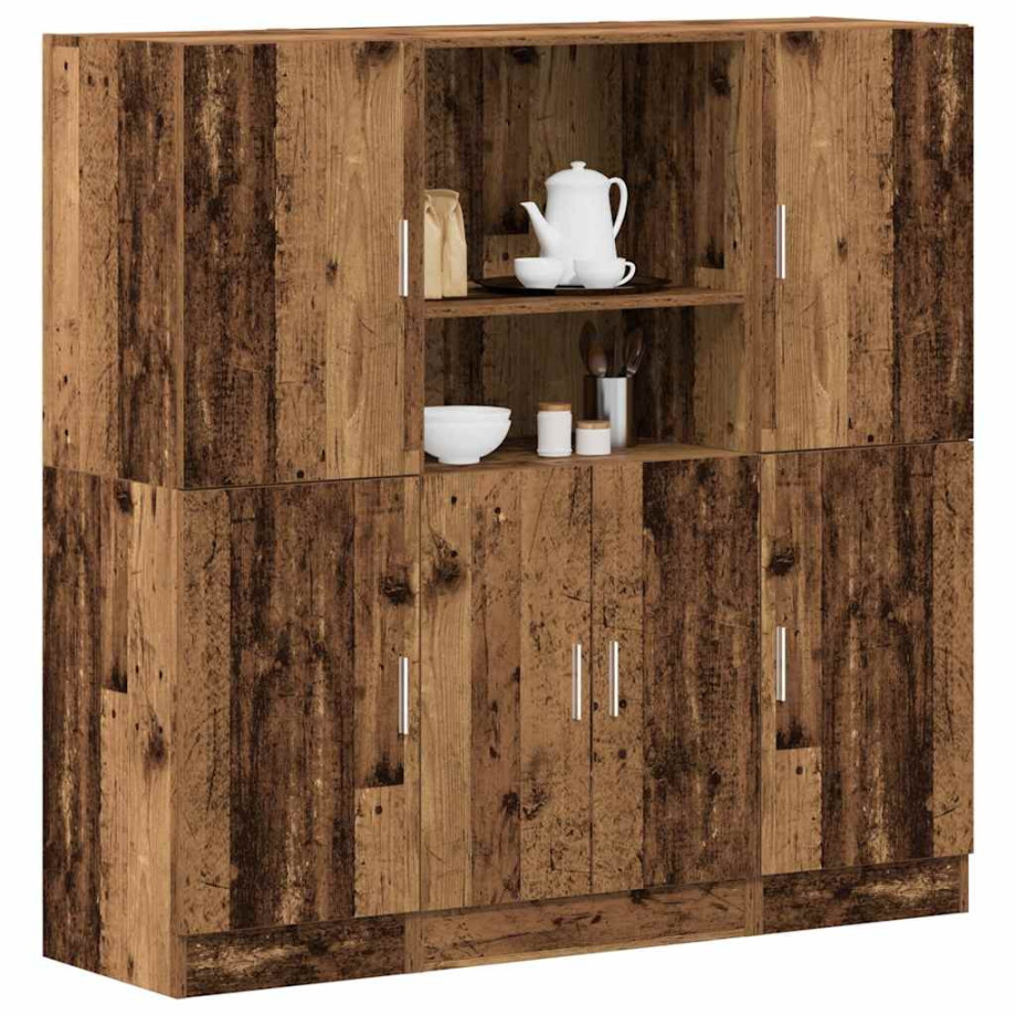 vidaXL 3-delige Keukenkastenset bewerkt hout oud houtkleurig vidaXL 3-delige Keukenkastenset bewerkt hout oud houtkleurig afbeelding 1