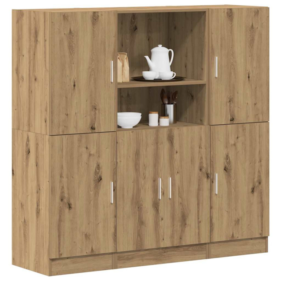 vidaXL 3-delige Keukenkastenset bewerkt hout artisanaal eikenkleur vidaXL 3-delige Keukenkastenset bewerkt hout artisanaal eikenkleur afbeelding 1