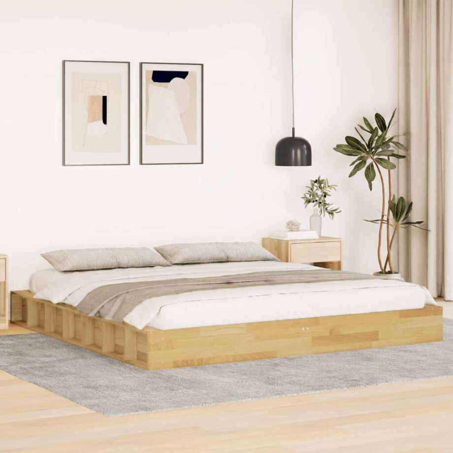 vidaXL Bedframe zonder matras 180x200 cm massief hout eiken afbeelding 1