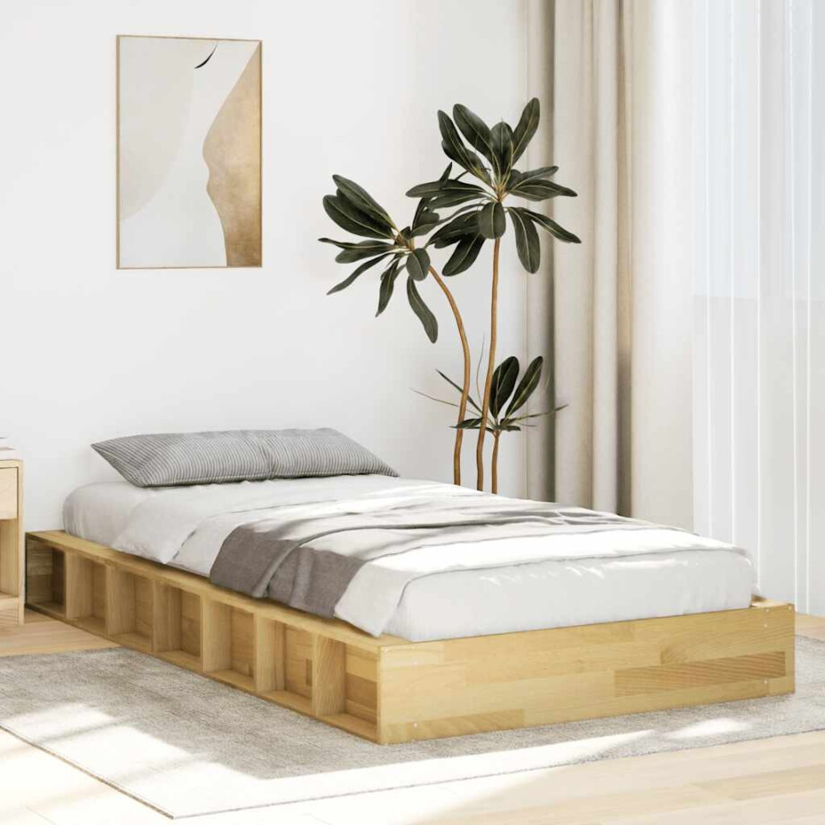 vidaXL Bedframe zonder matras 90x190 cm massief hout eiken afbeelding 1
