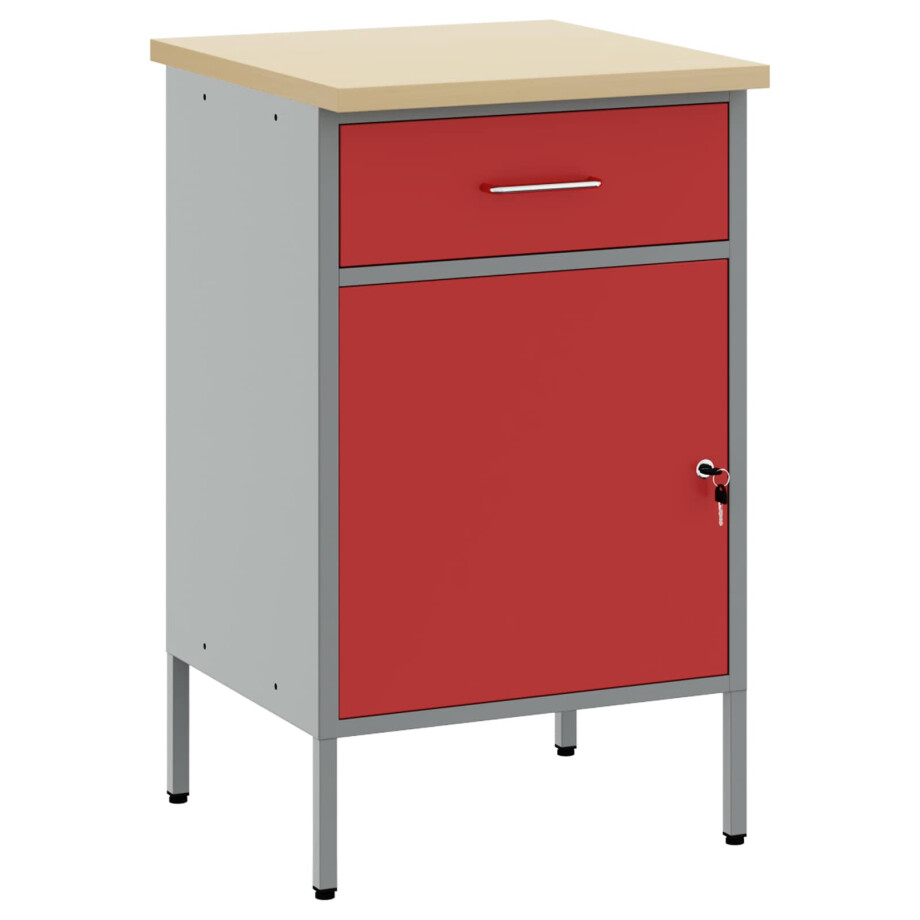 vidaXL Werkbank Rood en Grijs 50 x 55 x 85 cm Engineered hout en staal vidaXL Werkbank Rood en Grijs 50 x 55 x 85 cm Engineered hout en staal afbeelding 1
