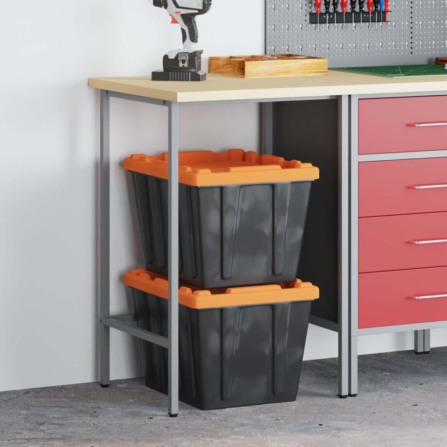 vidaXL Hoektafel Grijs 55 x 55 x 85 cm Staal en Geg engineered Hout vidaXL Hoektafel Grijs 55 x 55 x 85 cm Staal en Geg engineered Hout afbeelding 1
