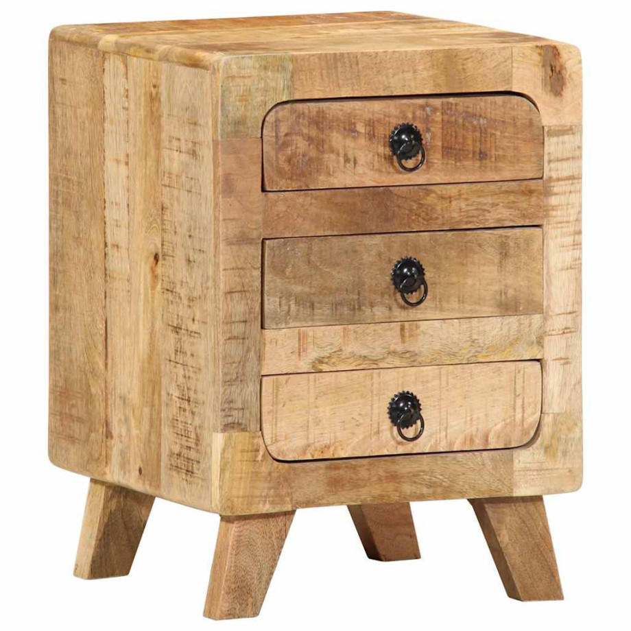 vidaXL Nachtkastje 37x32x50 cm massief ruw mangohout afbeelding 1
