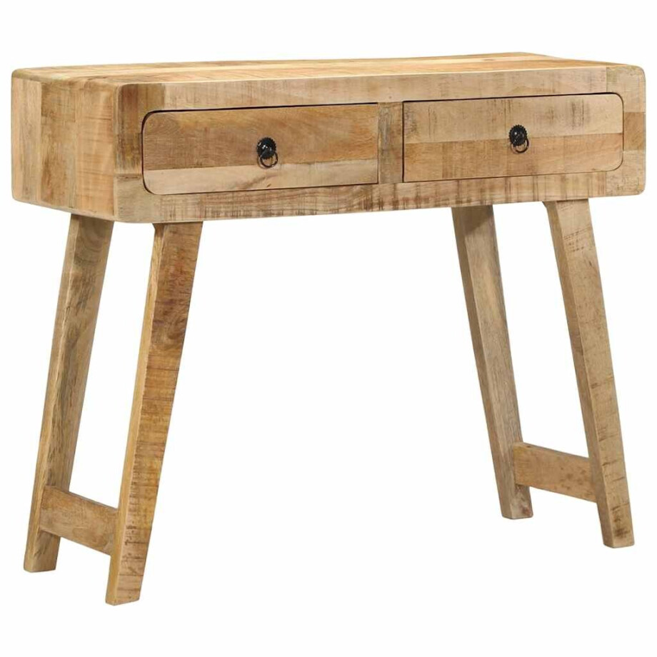vidaXL Wandtafel 90x32x75 cm massief ruw mangohout afbeelding 1