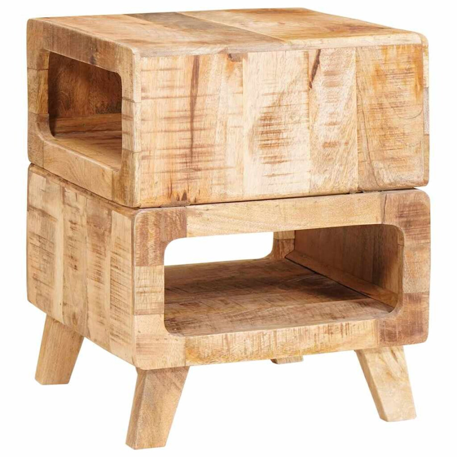 vidaXL Bijzettafel met plank Bruin 40 x 40 x 49 cm Massief Mango Hout vidaXL Bijzettafel met plank Bruin 40 x 40 x 49 cm Massief Mango Hout afbeelding 1