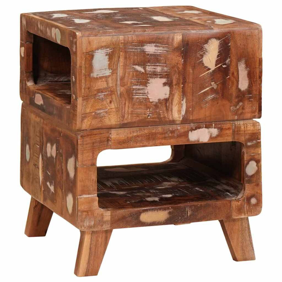 vidaXL Bijzettafel Bruin 40 x 40 x 49 cm Massief Gerecycled Hout afbeelding 1