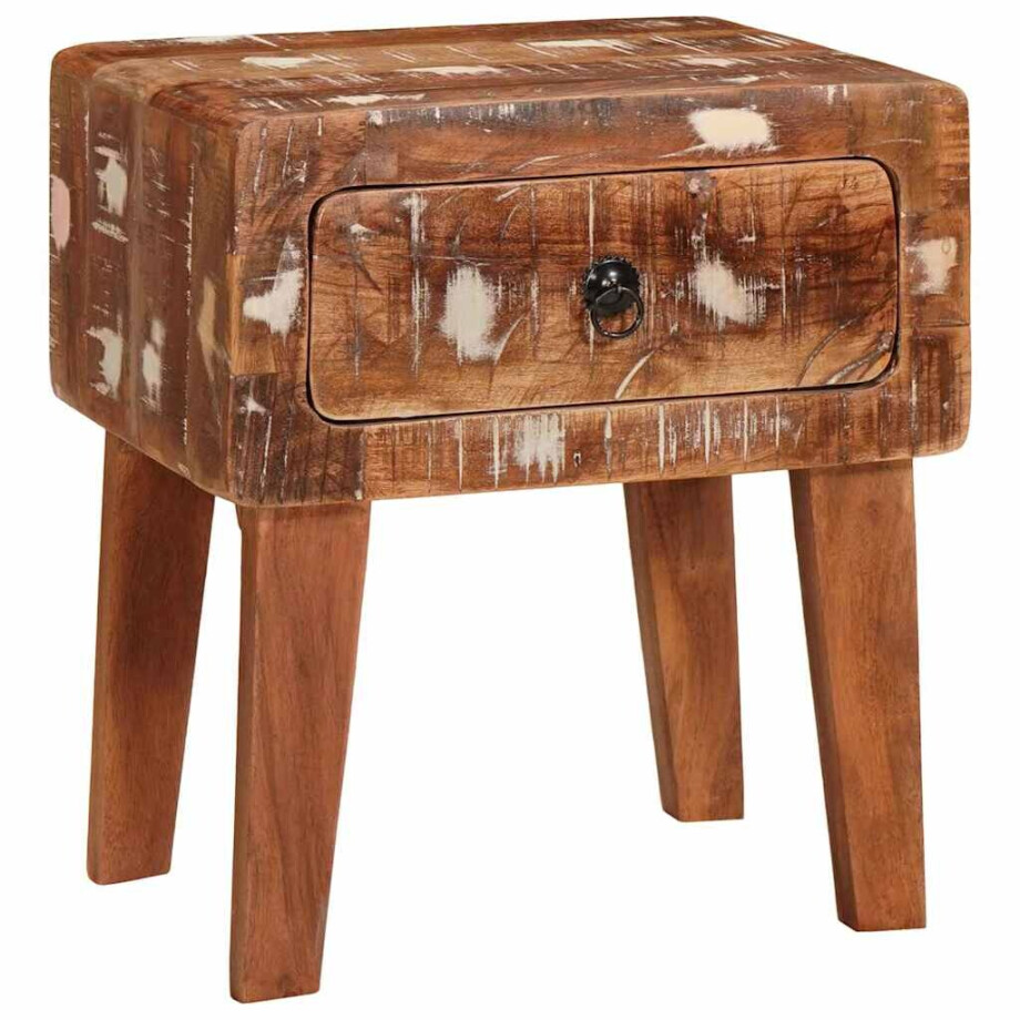 vidaXL Bijzettafel Bruin 40 x 32 x 46 cm Massief Gerecycled Hout afbeelding 1