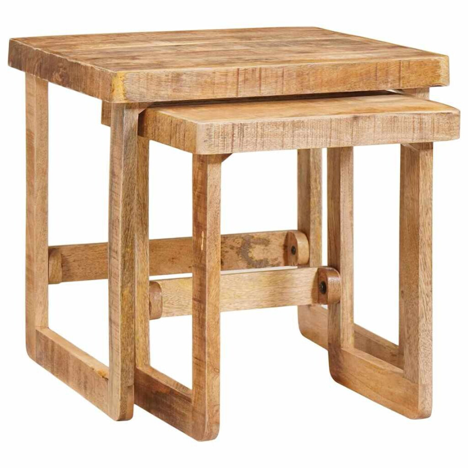 vidaXL Nesttafels 2 pcs Bruin 46 x 46 x 45 cm Massief Mango Hout vidaXL Nesttafels 2 pcs Bruin 46 x 46 x 45 cm Massief Mango Hout afbeelding 1