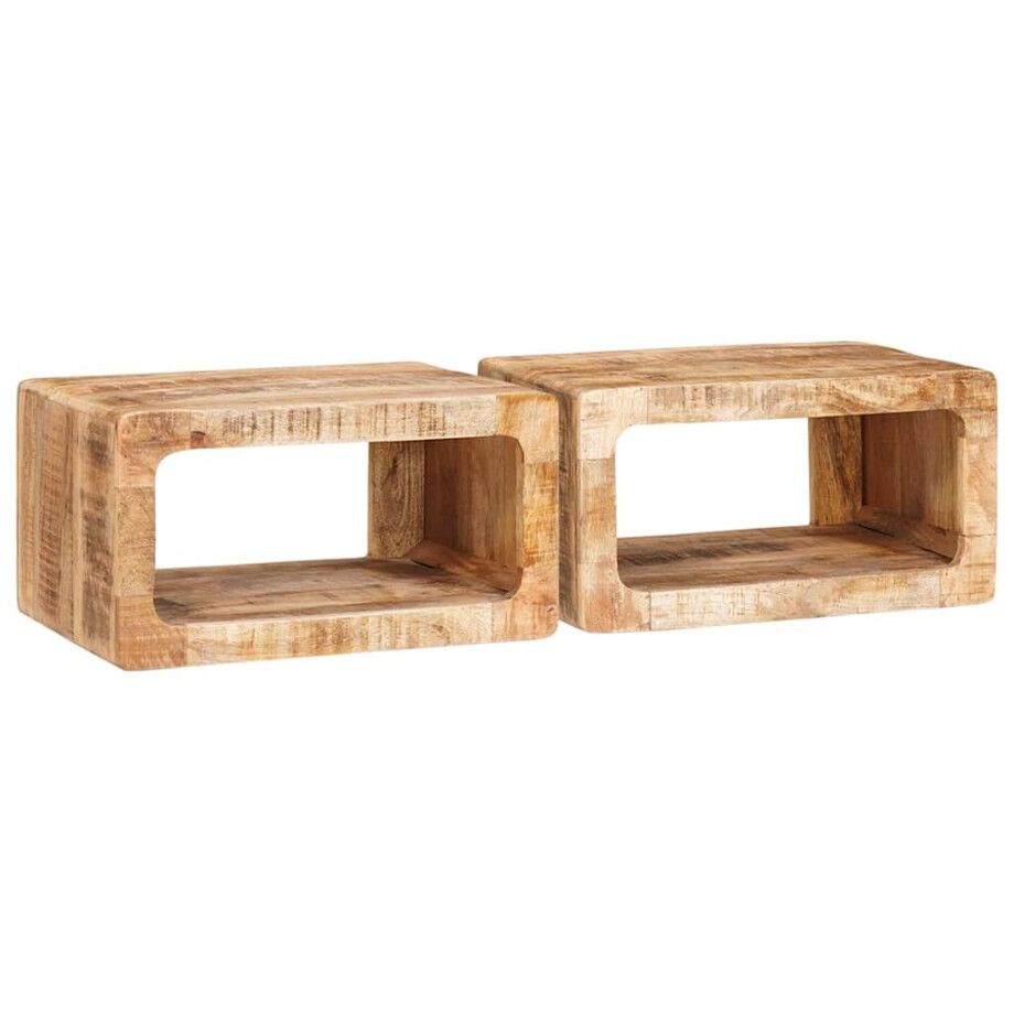 vidaXL Nachtkastje 2 pcs Bruin 45 x 30 x 24 cm Massief Mango Hout afbeelding 1