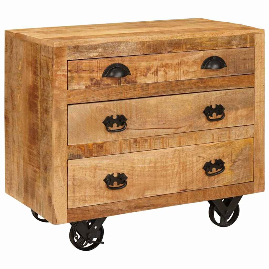 vidaXL Bijzetkast met lade Bruin 70 x 38 x 63 cm massief mangohout afbeelding 1