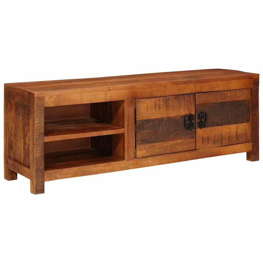 vidaXL TV-kast met plank Bruin 110 x 30 x 40 cm massief mangohout afbeelding 1