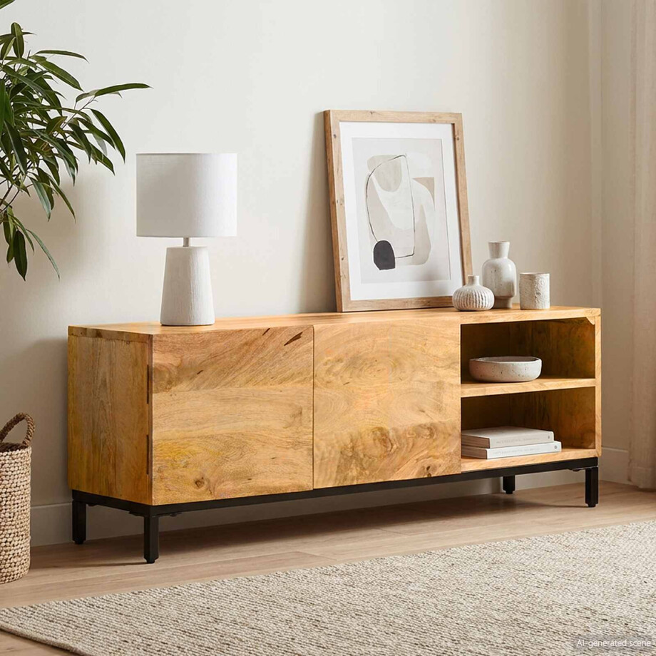 vidaXL Opslagkasten Bruin 110 x 30 x 40 cm Massief Mango Hout afbeelding 1
