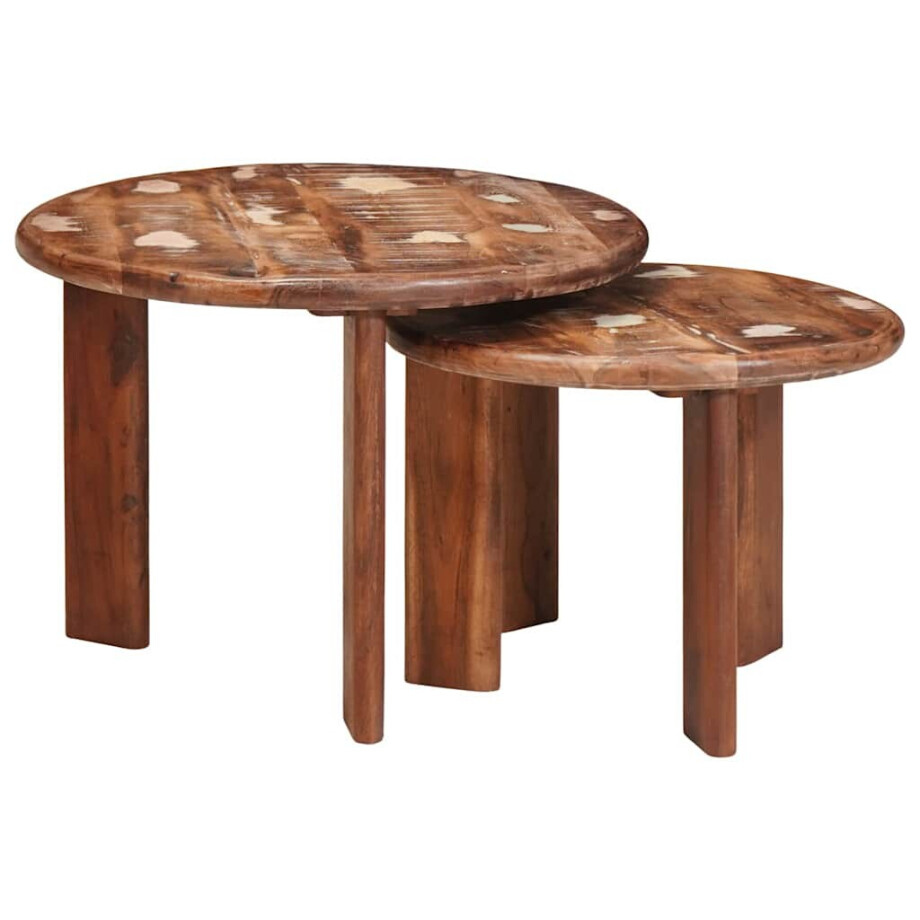 vidaXL Nest Koffietafels 2 pcs Multikleur Massief gerecycled hout vidaXL Nest Koffietafels 2 pcs Multikleur Massief gerecycled hout afbeelding 1