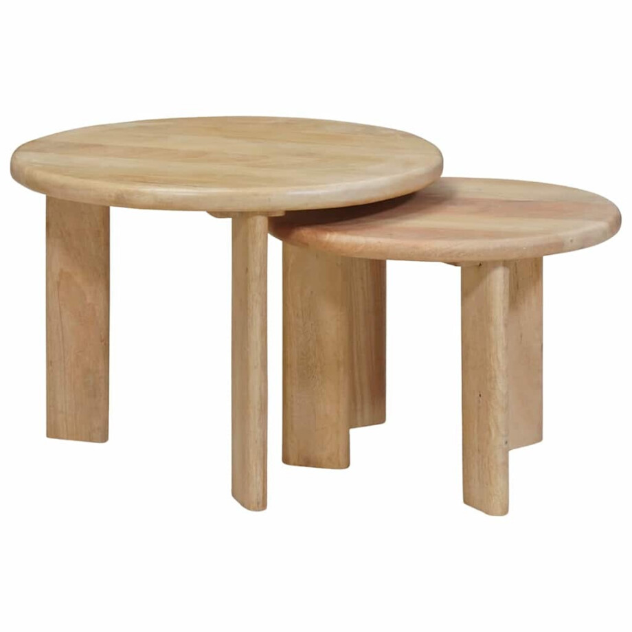 vidaXL Nest Koffietafels 2 pcs Zwart Massief Mango Hout vidaXL Nest Koffietafels 2 pcs Zwart Massief Mango Hout afbeelding 1