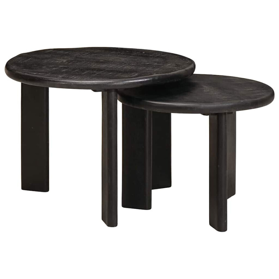 vidaXL Nest Koffietafels 2 pcs Wit Massief Mango Hout vidaXL Nest Koffietafels 2 pcs Wit Massief Mango Hout afbeelding 1