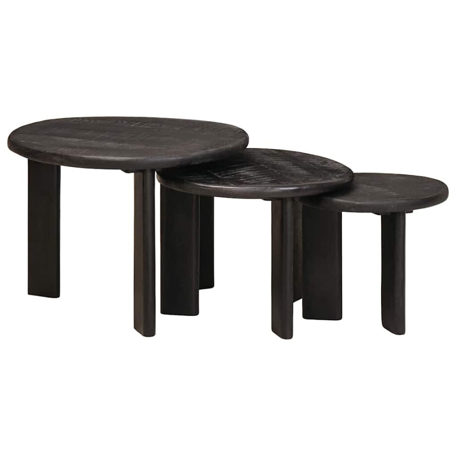 vidaXL Nest Koffietafels 3 pcs Wit Massief Mango Hout vidaXL Nest Koffietafels 3 pcs Wit Massief Mango Hout afbeelding 1