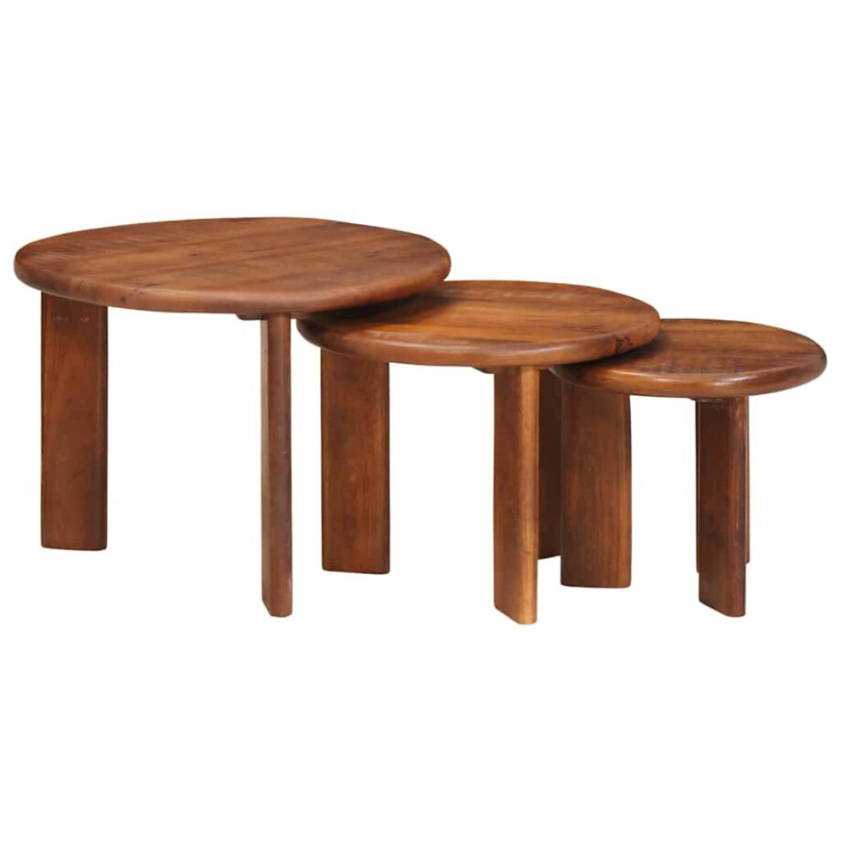 vidaXL Nest Koffietafels 3 pcs Honingbruin Massief Mango Hout vidaXL Nest Koffietafels 3 pcs Honingbruin Massief Mango Hout afbeelding 1