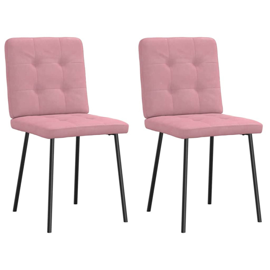 vidaXL Eetkamerstoelen 2 st fluweel roze afbeelding 1