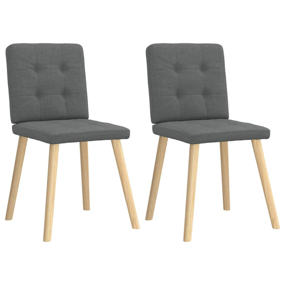 vidaXL Eetkamerstoelen 2 st stof donkergrijs vidaXL Eetkamerstoelen 2 st stof donkergrijs afbeelding 1