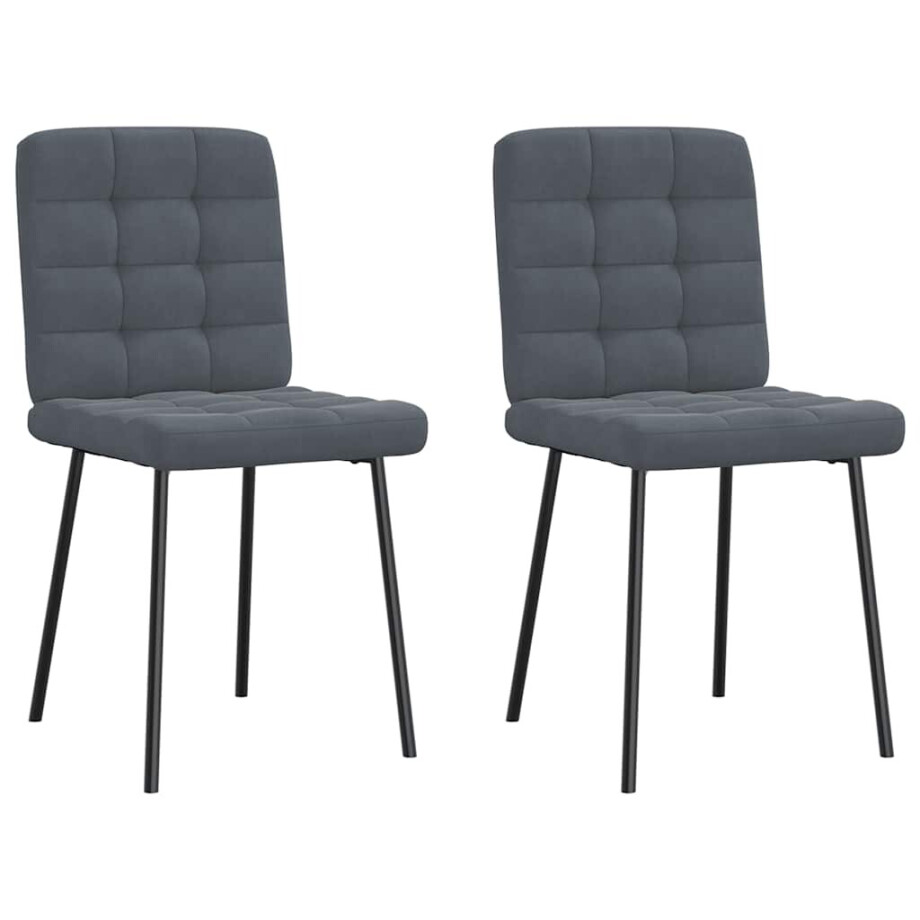 vidaXL Eetkamerstoelen 2 st fluweel donkergrijs afbeelding 1
