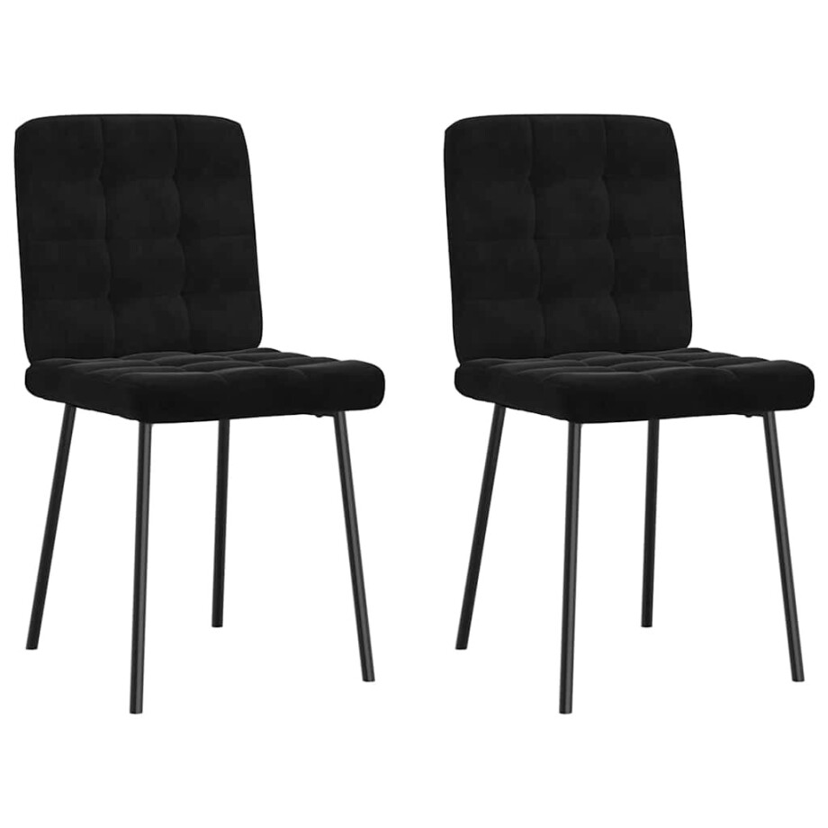 vidaXL Eetkamerstoelen 2 st fluweel zwart vidaXL Eetkamerstoelen 2 st fluweel zwart afbeelding 1