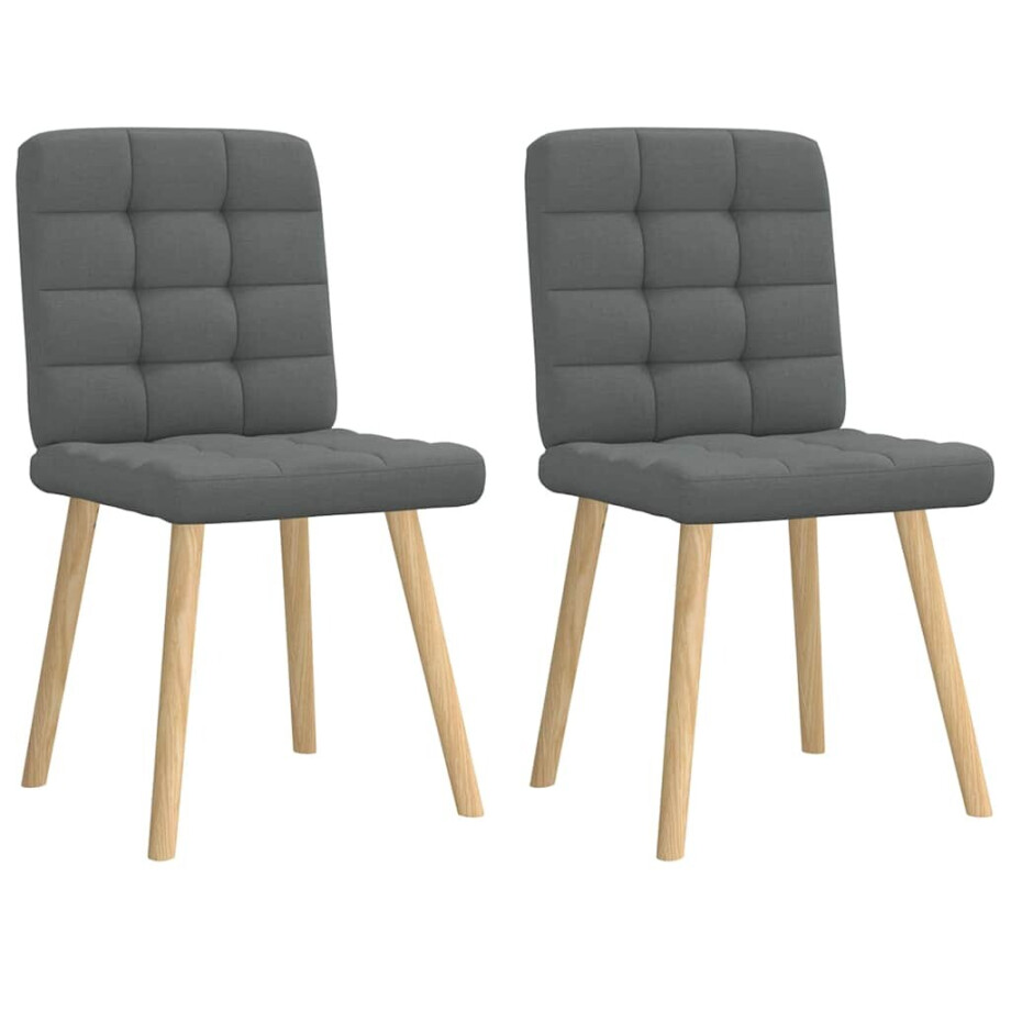 vidaXL Eetkamerstoelen 2 st stof donkergrijs vidaXL Eetkamerstoelen 2 st stof donkergrijs afbeelding 1