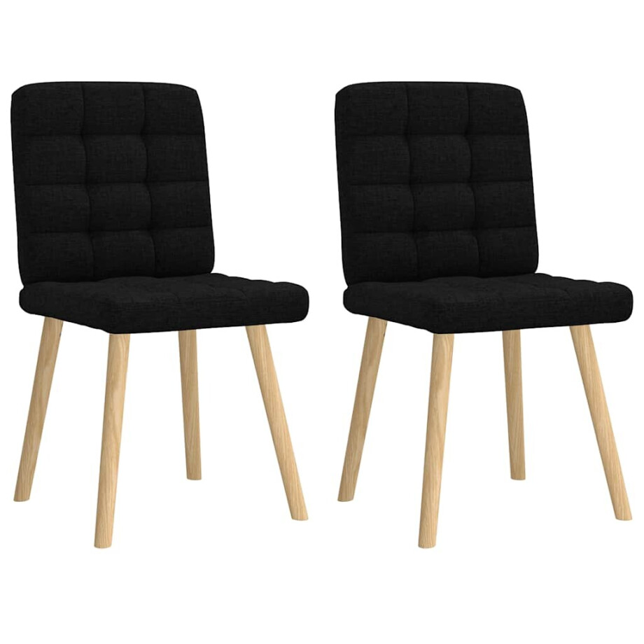 vidaXL Eetkamerstoelen 2 st stof zwart vidaXL Eetkamerstoelen 2 st stof zwart afbeelding 1