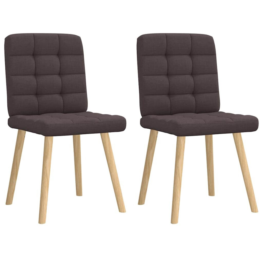 vidaXL Eetkamerstoelen 2 st stof donkerbruin vidaXL Eetkamerstoelen 2 st stof donkerbruin afbeelding 1
