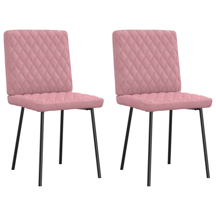 vidaXL Eetkamerstoelen 2 st fluweel roze afbeelding 1