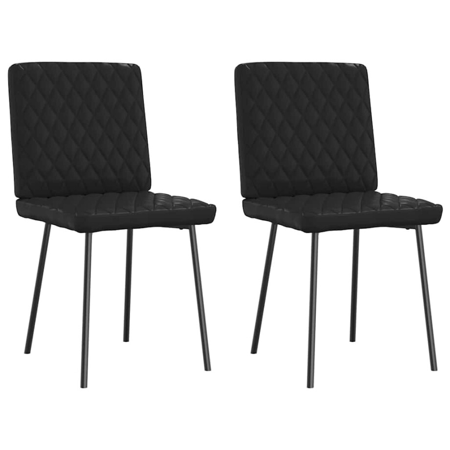 vidaXL Eetkamerstoelen 2 st kunstleer zwart vidaXL Eetkamerstoelen 2 st kunstleer zwart afbeelding 1