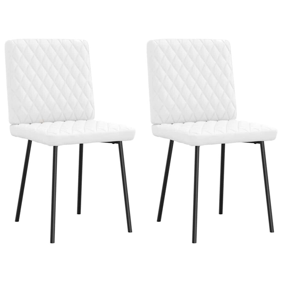 vidaXL Eetkamerstoelen 2 st kunstleer wit vidaXL Eetkamerstoelen 2 st kunstleer wit afbeelding 1