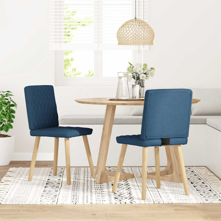 vidaXL Eetkamerstoelen 2 st stof blauw afbeelding 1