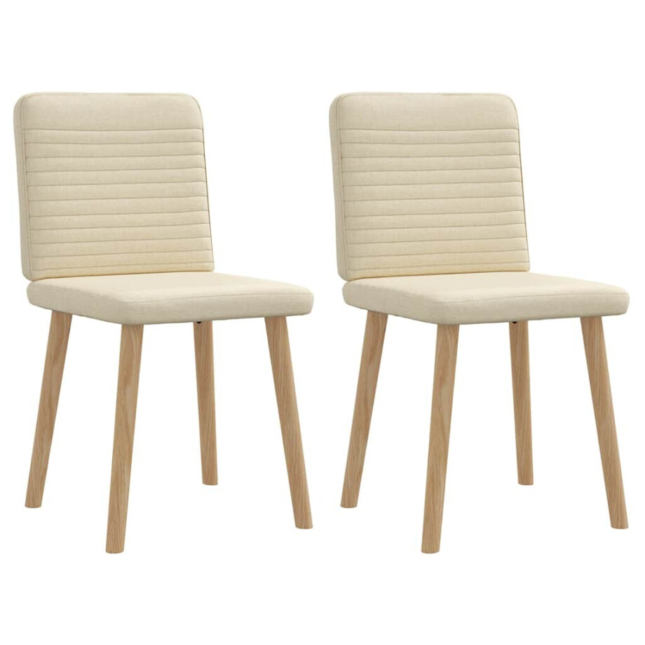vidaXL Eetkamerstoelen 2 st stof crèmekleurig afbeelding 1