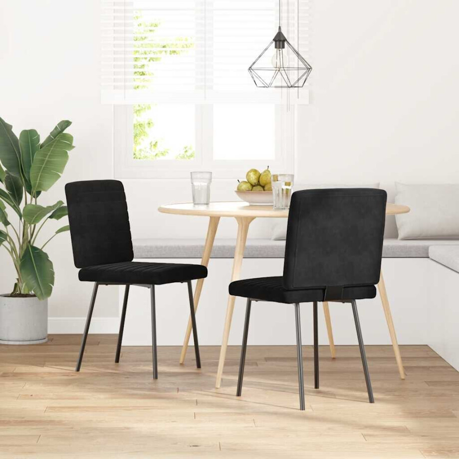 vidaXL Eetkamerstoelen 2 st fluweel zwart afbeelding 1