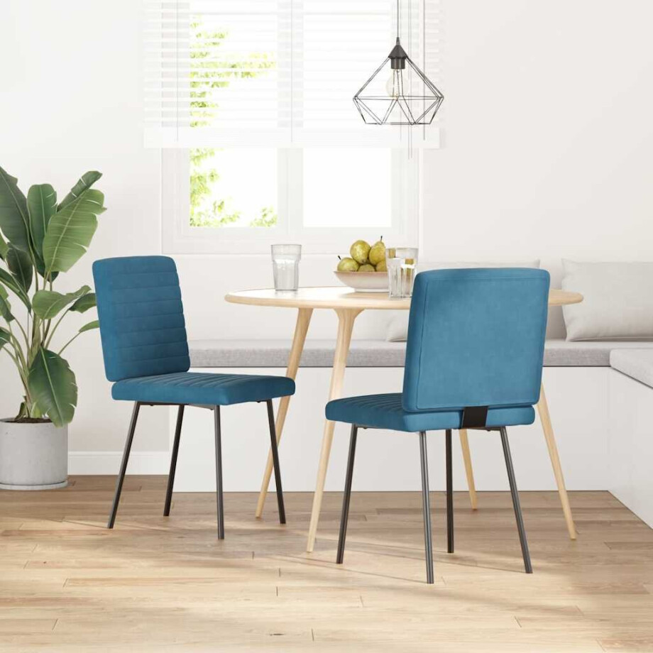 vidaXL Eetkamerstoelen 2 st fluweel blauw afbeelding 1