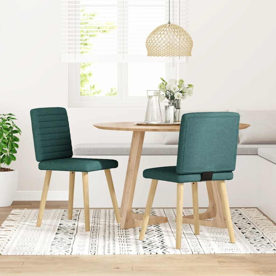 vidaXL Eetkamerstoelen 2 st stof donkergroen vidaXL Eetkamerstoelen 2 st stof donkergroen afbeelding 1