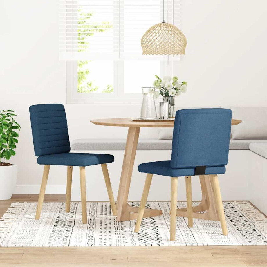 vidaXL Eetkamerstoelen 2 st stof blauw afbeelding 1