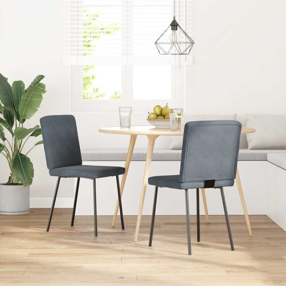 vidaXL Eetkamerstoelen 2 st fluweel donkergrijs afbeelding 1